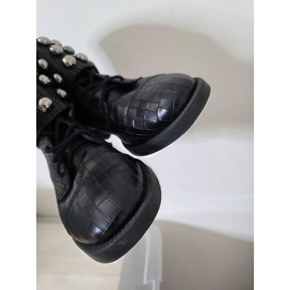 SCHUTZ Marieta Croc Embossed Leather Booties 7B - Picture 6 of 9